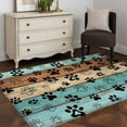 thumbnail image 5 of Aqua Brown Kitchen Runner Rug 2.7x5 Washable Runners for Hallway Non Slip Rustic Farmhouse Dog Paw Vintage Large Area Rug Indoor Floor Carpet for Bathroom Laundry Entryway Bedroom Living Room, 5 of 8