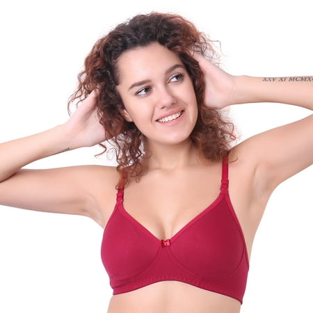 

Women s Cool Bra Light Padded Full Coverage Plus Size T-Shirt Bra Comfortable Push Lingerie B C and D Cup Bra Maroon
