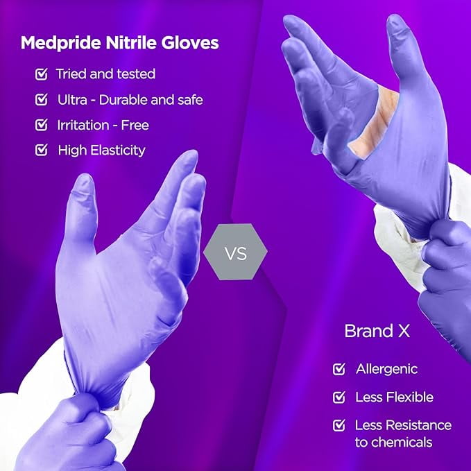 Med Pride Nitrile Disposable Gloves, 1200 Count, Blue Powder-Free Non Latex Gloves, Ambidextrous Medical Nitrile Gloves, X-Large