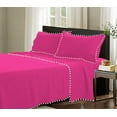 thumbnail image 2 of DNG Creations 4 Piece Pom Pom Sheet Set 100% Egyptian Cotton, White Pom-Pom Fringe Solid Pattern 10 Inch Deep Pocket ( Solid Hot Pink - Twin XL ), 2 of 7