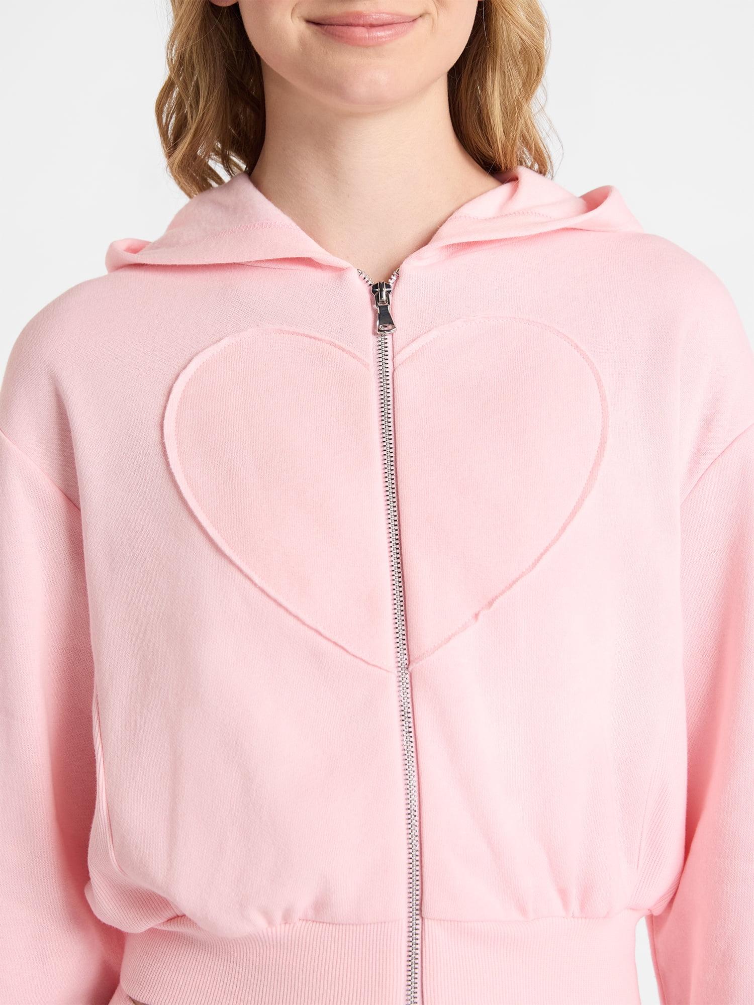 No Boundaries Embroidered Fleece Zip-Up Hoodie and Pants Set, 2-Piece, Women's XXS-4X