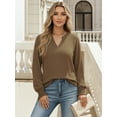thumbnail image 4 of OALUXE Blouses for Women Long Sleeve Shirts V Neck Smocked Cuffs Tunic Tops, 4 of 7