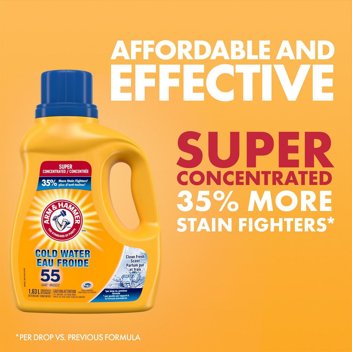 Arm & Hammer Cold Water Clean Fresh Scent Liquid Laundry Detergent, 55 Loads, 1.63 L