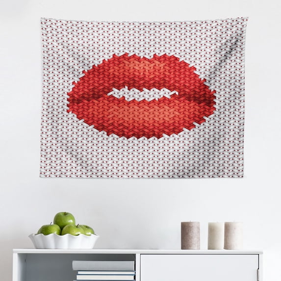 Feminine Tapestry, Octopus Pattern Colorful Drop Shadow Cartoon Illustration Print, Fabric Wall Hanging Decor for Bedroom Living Room Dorm, 2 Sizes, Purple and Blue, by Ambesonne