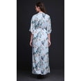 thumbnail image 2 of Bimba Robe Longue Imprimée en Rayonne Pêche Florale et Merle d'Amérique, Taille Smockée, Fente Latérale, Robe pour Femme - XX-Grand, 2 of 6