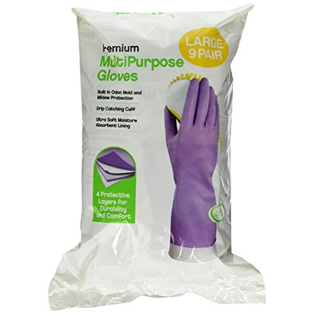 Clean Ones Premium Multi Purpose Rubber Gloves, Large (Pack of 9 pairs