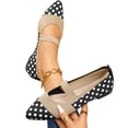 thumbnail image 4 of SuTry Women's Pointed Toe Flats Polka Dot Print Stretch Strap Lightweight Breathable Mesh Comfortable Casual Walking Shoes(41), 4 of 9