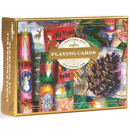 eeBoo Piece & Love: Christmas Decorations - Adult Playing Cards, Set of 2 Traditional Decks W/ Beautiful Artwork & Gilded Edges, Vegetable Based Inks