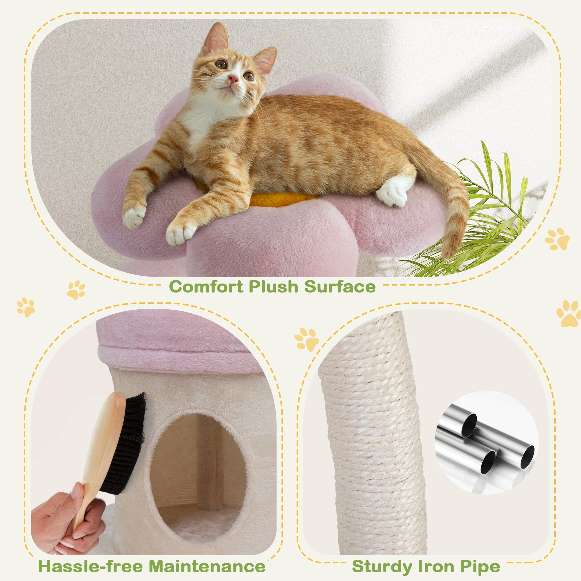 COZIWOW Modern Cat Tree for Large Cats, Cat Tree Tower Scratching Post with Condo, Flower Perch, Luxury Cat Gifts