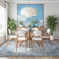 thumbnail image 3 of Machine Washable Area Rugs 5x7, Non Slip Stain Resistant Vintage Floral Rug for Living Room Bedroom, Soft Low Pile Large Carpet - Blue & Beige, 3 of 14