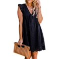 thumbnail image 5 of YATELLE Women's Sexy Summer V Neck Dress with Short Loose Ruffle Sleeve California Romper Dress, 5 of 5