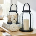 thumbnail image 2 of (2 pack) Better Homes & Gardens Black Metal Hammered Glass Candleholder Lantern, 11", Large, 2 of 7