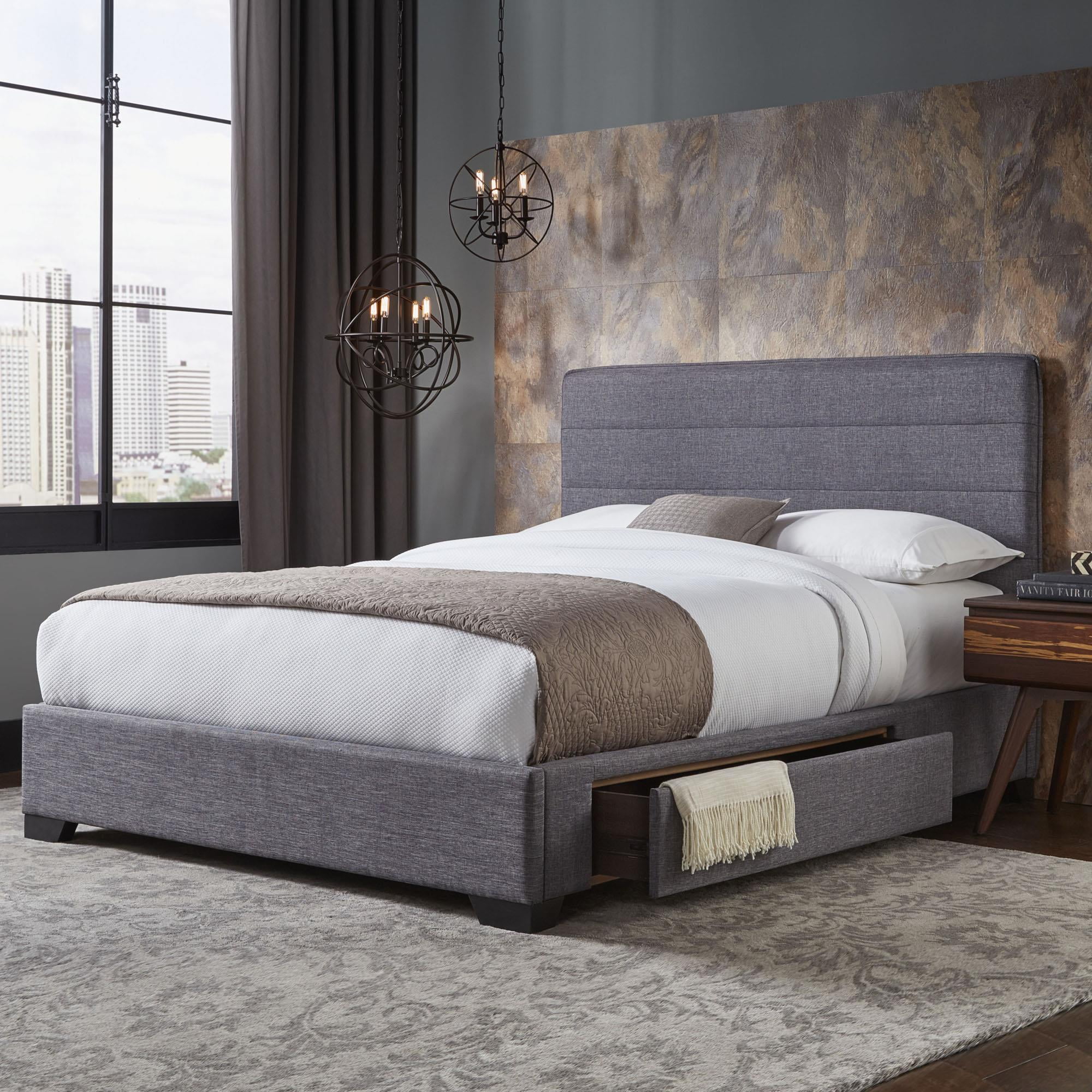 Oliver Storage Bed With Upholstered Frame And Single Side Drawer-Finish