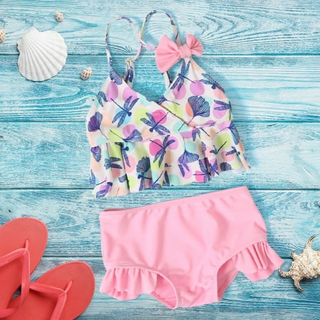 

Gubotare Summer Children s Swimsuit Separate Female Baby Swimsuit Girls Cute Colored Dot Printed Swimsuit 12 Girls Bathing Suits Pink 18-24 Months