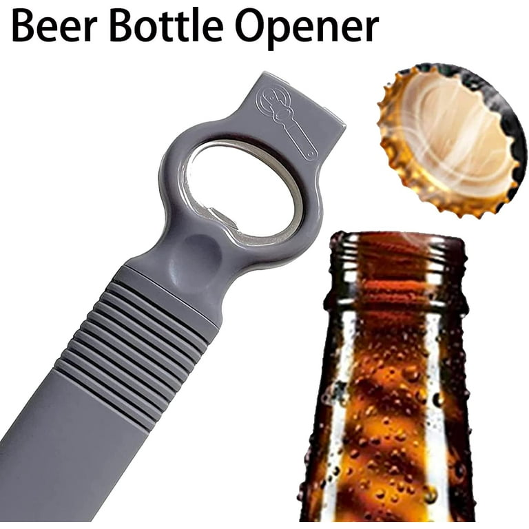 Can Opener and Beer Bottle Opener Bartender with 4.2 inch Long Silicone Handle, Pop Top Can Tab Opener for Long Nails, Bottle Opener for Arthritic
