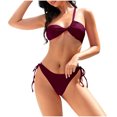 thumbnail image 3 of Bxsruta Women's Adjustable Neck Strap Bikini Set with Removable Pads, V-Neck Two Piece Swimsuit for Beach and Pool, 3 of 6