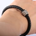 thumbnail image 3 of Hermah Mens 6mm Man-made Leather Bracelet Magnetic Clasp, 3 of 5