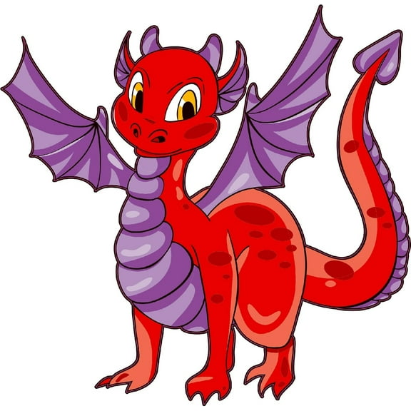 5in x 5in Purple Red Happy Dragon Dragons Sticker Decal Vinyl Window Stickers Decals