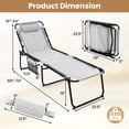 thumbnail image 4 of Topbuy Patio Folding Chaise Lounge Chair Portable Sun Lounger with Adjustable Backrest & Detachable Pillow Gray, 4 of 9
