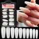 thumbnail image 2 of 100 unids/caja de uñas postizas naturales, blanco claro, extensión de cobertura completa, puntas de uñas postizas, pegatina completa de gota de agua en forma de T para uñas Tan Jianjun unisex, 2 of 2
