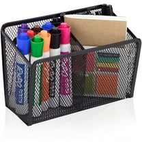 Gixusil Magnetic Pencil Holder Organizer - Perfect for Locker Refrigerator Whiteboard Office Fridge - Metal Mesh Pen Cup for Accessories Marker Eraser Chalk Supplies - Strong Magnet Storage Bin，Black