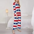 thumbnail image 3 of Vsdgher American Patriotic Stars And Stripes Pajamas Set Long Sleeve Sleepwear Womens Button Down Nightwear Pj Sets-XX-Large, 3 of 7