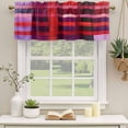 thumbnail image 2 of Red Purple Curtain Valances for Windows, Kitchen Valance Window Treatments Panel 2 Pack, Striped Plaid Modern Abstract Oil Painting Rod Pocket Short Curtains for Bathroom Bedroom 60 x 18 Inch, 2 of 8