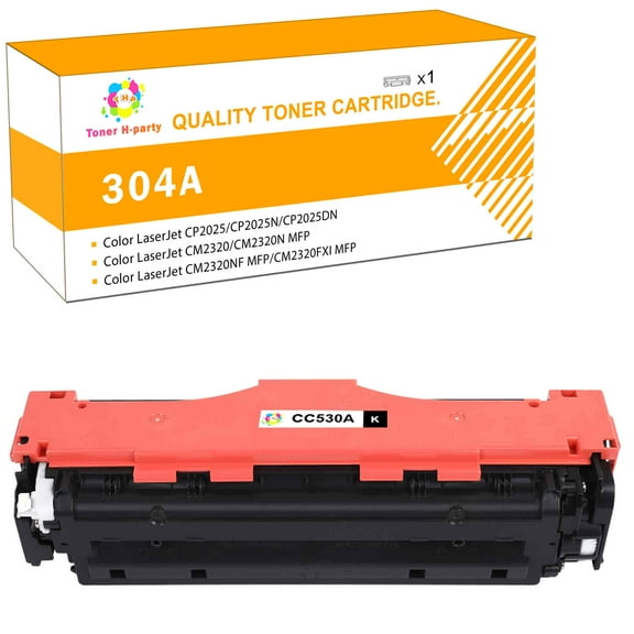 Toner H-Party 1-Pack Compatible 304A Toner Cartridge for HP CC530A Color LaserJet CM2320N-MFP CP2025 CP2025N CP2025DN CM2320 CM2320NF-MFP CM2320FXI-MFP Printer Ink Black