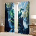 thumbnail image 2 of Feelyou Kawaii Dragon Blackout Curtains Set of 2 (52x84 Each) for Men Boys, Mountain Animal Window Curtains, Green Blue, 2 of 6