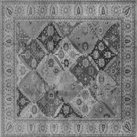 Ahgly Company Indoor Square Oriental Gray Industrial Area Rugs, 3' Square