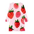 thumbnail image 3 of Odeerbi Teen Girls Strawberry Printed Skater Dress Cute Princess Dresses 4-14 Years Children Round Neck Long Sleeve Dress Teen Girls Clothes, 3 of 4