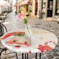 thumbnail image 6 of Red Santa Christmas Round Tablecloth for 36-44 Inch Tables, Fitted Table Cover with Elastic Edge, Xmas Snowflake Rustic Waterproof Outdoor Table Cloth Protector for Patio Garden Dinner Picnic, 6 of 9