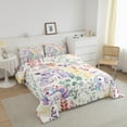 thumbnail image 3 of Kawaii Unicorn Comforter Set Queen Size,Cute Rainbow Floral Unicorn Bedding Set,Watercolor Flower Quilt Bed Set Colorful Flowers Down Comforter with 2 Pillowcases, 3 of 7