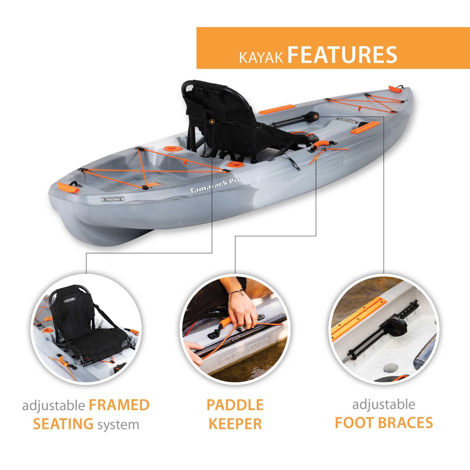 Lifetime Tamarack Pro-Comfort 10 ft 3 in Sit-On-Top Kayak, Moss Fusion (91342)