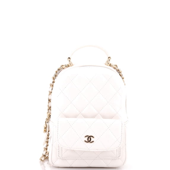 Pre-Owned Classic CC Chain Pocket Backpack Quilted Caviar Mini By Rebag