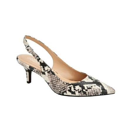 

ALFANI Womens Black Snakeskin Comfort Padded Adjustable Babbsy Pointed Toe Stiletto Buckle Slingback 5.5 M