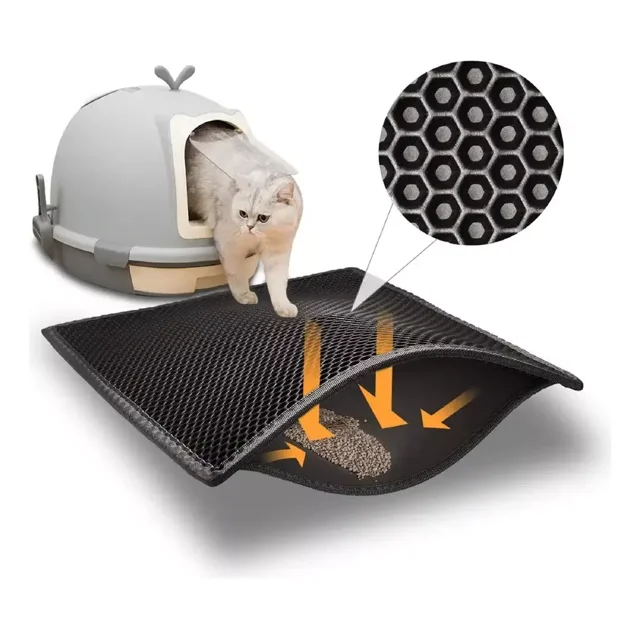 Alfombra tapete para arenero de gato y rascador lavable