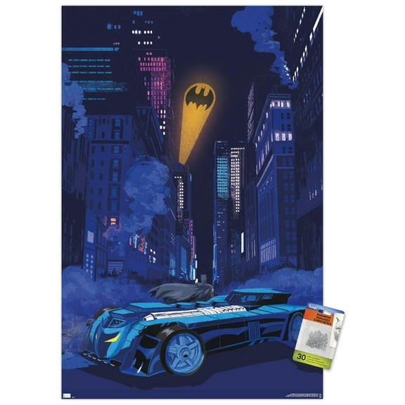 DC Comics - Batman - Skyline Bat Signal Wall Poster with Pushpins, 22.375" x 34"