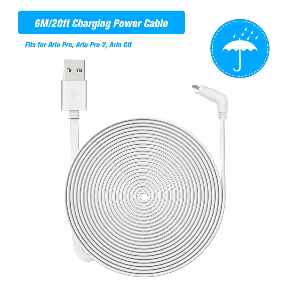 Pro2 Compatible with Arlo Pro White Arlo Go 2Pack Quick Charge 3.0 Power Adapter with 20Ft Weatherproof Power Cable Free from Changing Batteries 