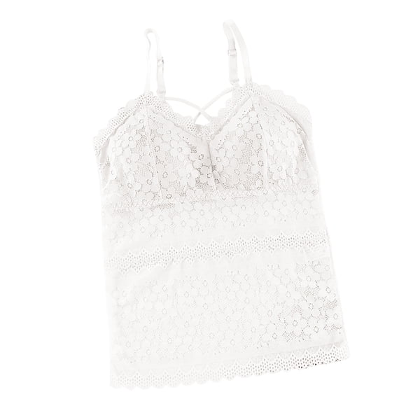 Fashion Women's Sleeveless Floral Lace Bra Padded Tank Tops Spaghetti Strap Bralette Top Detachable Camisole Top Lacy Top Camisole Women Lace Tops for Women Casual Top Women Spaghetti Strap Crop