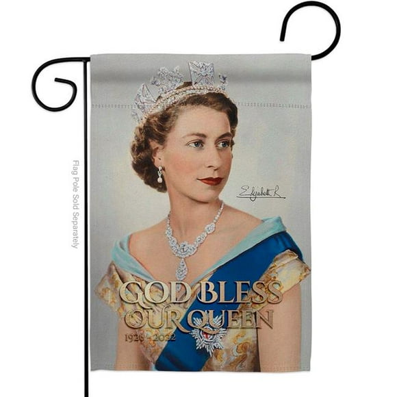 USA Decoration G180319-BO 13 x 18.5 in. Our Queen Elizabeth II Sweet Life Sympathy Double-Sided Decorative Vertical Garden Flag for House Decoration Banner Yard Gift