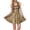 Gold, variant on Women Shiny Fish Scale Sleeveless Pleated Flared Dress,Round Neck Comfortable Daily Wear Outfit