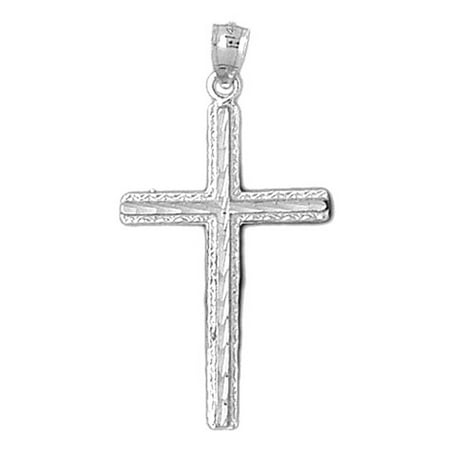 18K White Gold Latin Cross Pendant - 40 mm
