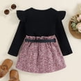 thumbnail image 2 of 1-5T Toddler Kids Baby Girls Ruffle Long Sleeve Top Tweed Skirt with Waist Bag 3PCS Clothes Fall Winter Outfit, 2 of 9