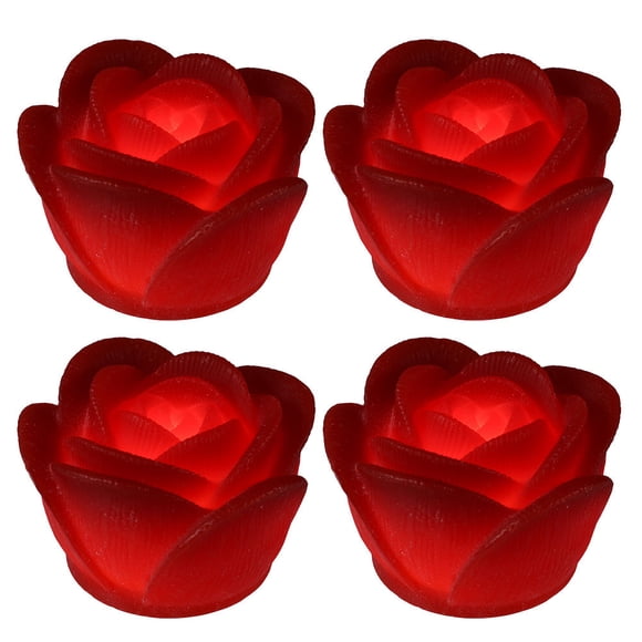 Phenofice 4Pcs LED Lights Red Rose Shape For Ambient Lighting And Home Decor