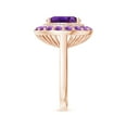 thumbnail image 3 of ANGARA Natural Sideways Oval 4.3 ct Amethyst Double Halo Cocktail Ring in 14K Rose Gold for Women (Size-12x10mm) | February Birthstone, Anniversary, Jewelry Gift for Women | Natural Amethyst Ring, 3 of 9