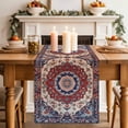 thumbnail image 2 of Blue Red Floral Table Runner, Ethnic Oriental Cotton Linen Kitchen Table Decoration Washable Dining Tabletop Runners for Home Party Decor 18x72 Inches, 2 of 9