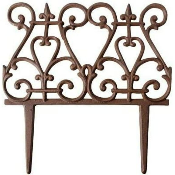 Bulk Buy of 12 Esschert Design Scroll Garden Fence Pieces, Rust, 11"H