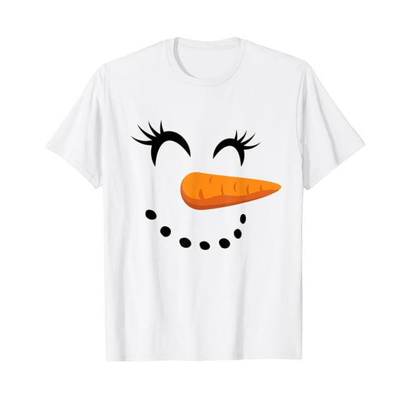Eyelashes Christmas Outfit Snowman Face Costume T-Shirt White Tee