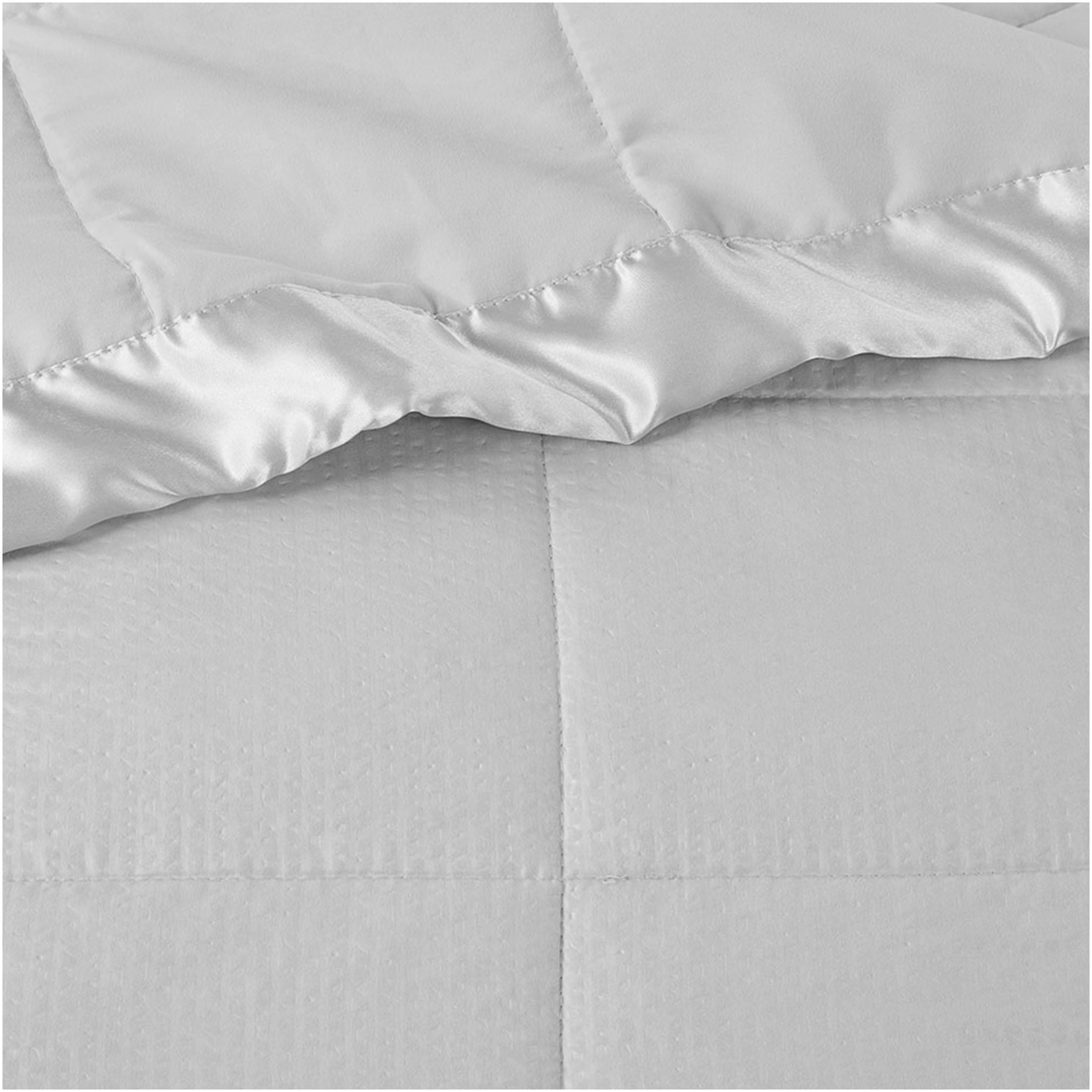 JERFIT Oversized Grey Down Alternative Comforter with Satin Trim - Hypoallergenic, OEKO-TEX Certified, Machine Washable, Queen Size Bed Blanket